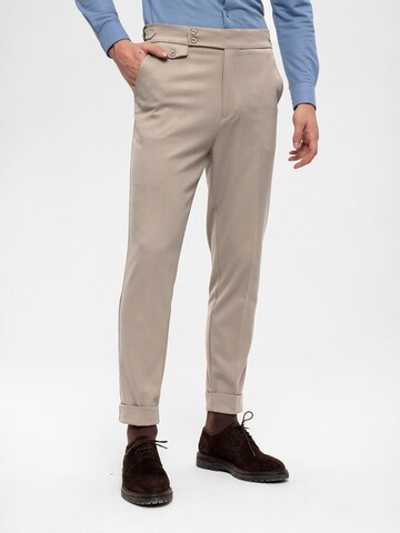 Antioch - Slimfit Pantalón de pinzas en beige: frente