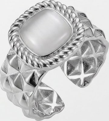 Nemomatheo Ring 'Royal Cushion – Statement-Ring mit Rautenmuster' in Silver: front