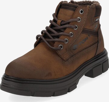 TOM TAILOR Lace-Up Boots in Brown: front