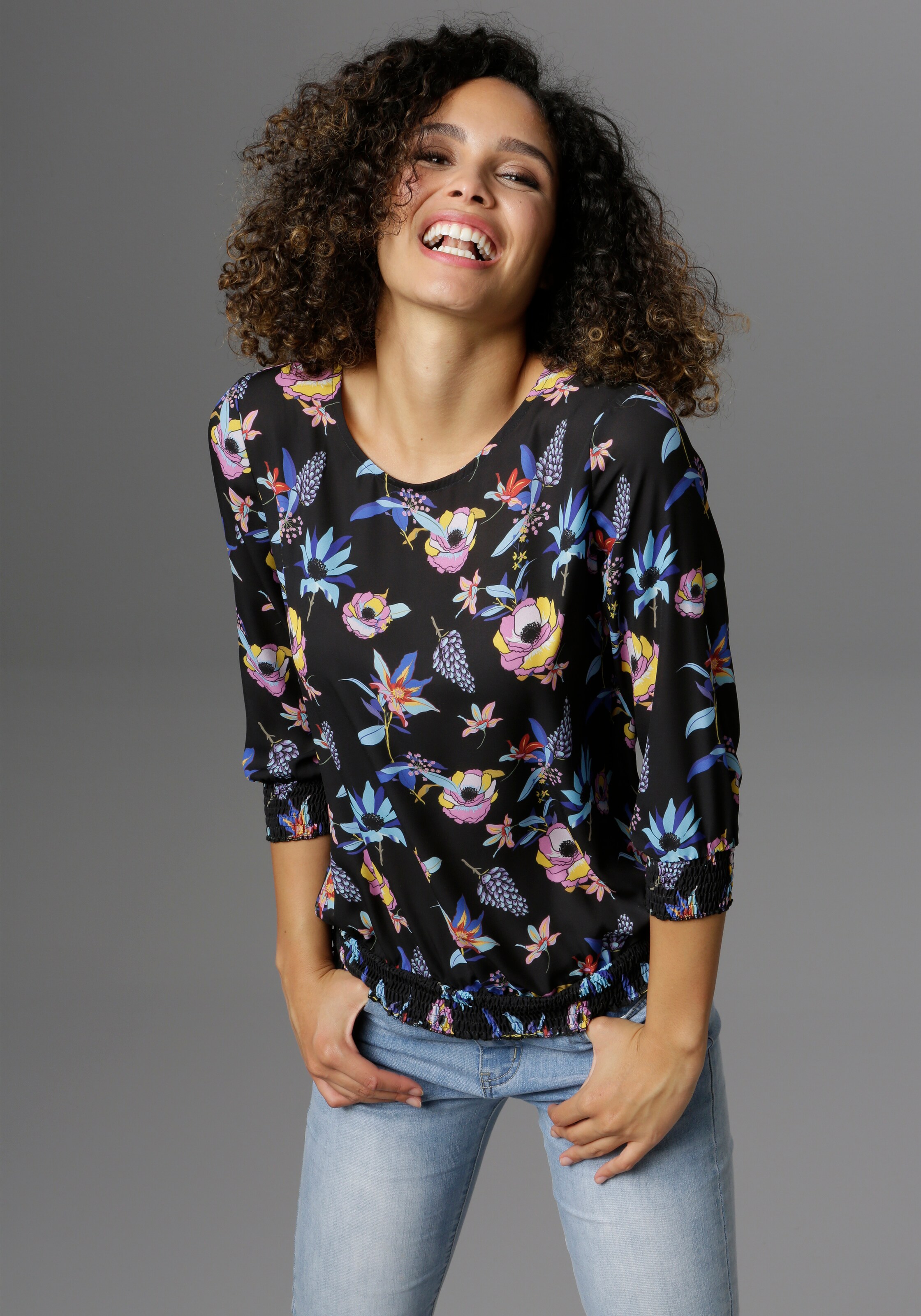 Frauen Große Größen Aniston SELECTED Bluse in Mischfarben - VZ53283 Frauen Große Größen Aniston SELECTED Bluse in Mischfarben - VZ53283