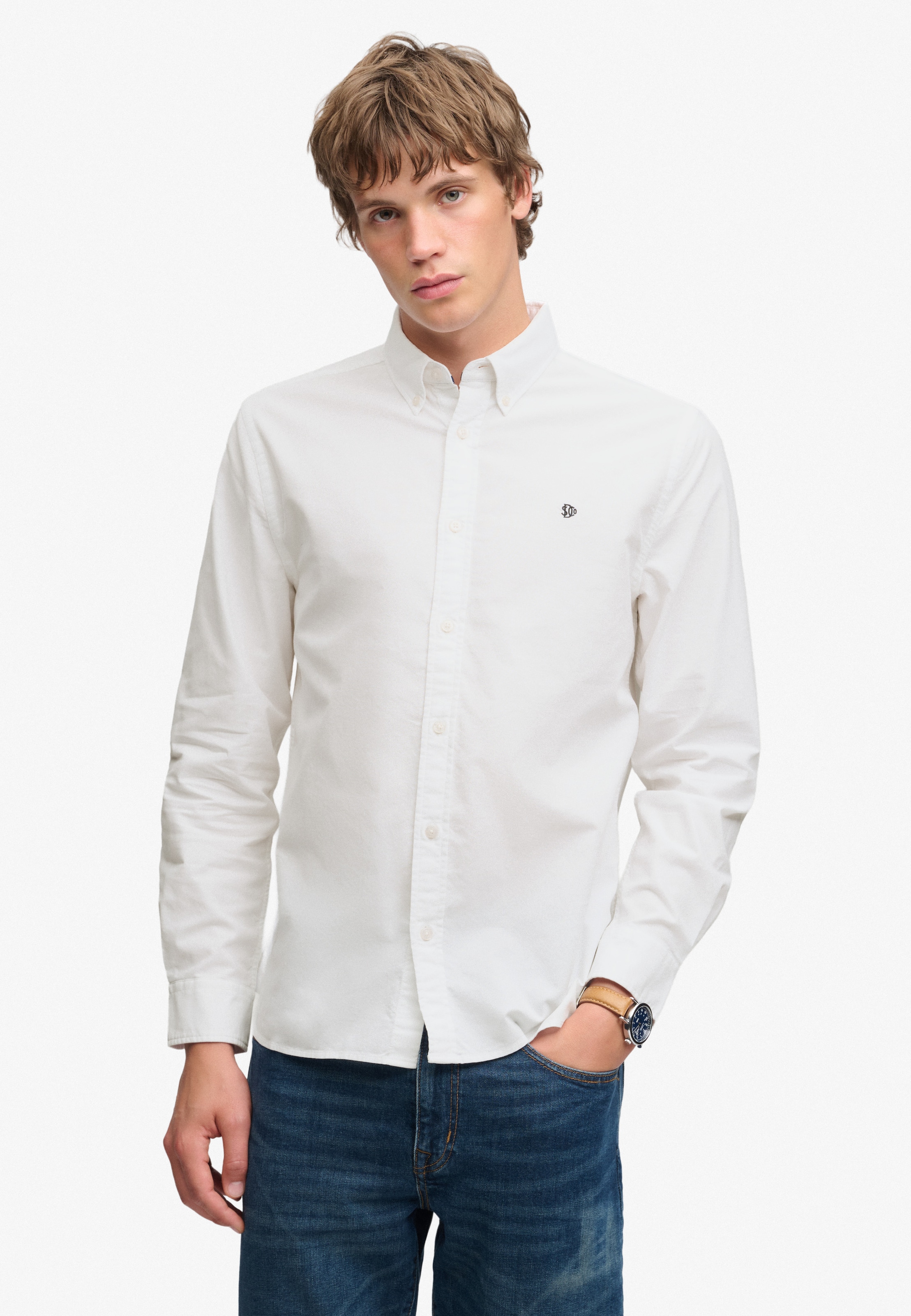 Superdry & Co Slim fit Overhemd in Wit: voorkant