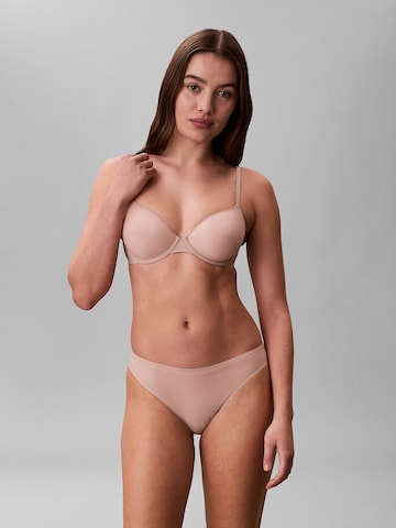 brūns Calvin Klein T-krekla Krūšturis: no priekšpuses