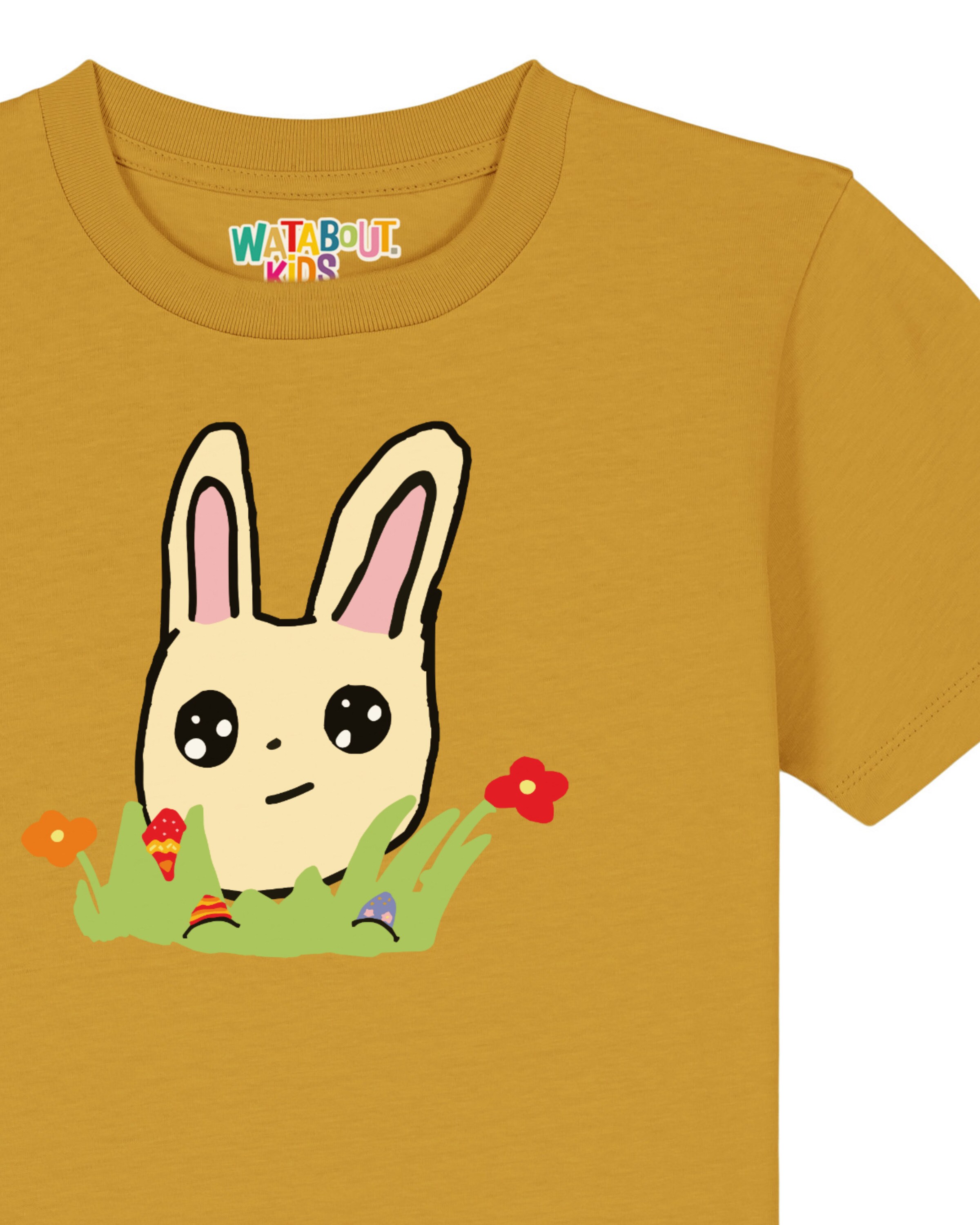 watabout.kids T-Shirt 'Osterhase Mit Blumen' in Gelb