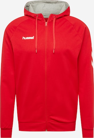 Hummel Athletic Zip-Up Hoodie in Red: front