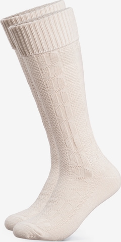 HerzSticht Trachtensocken 'Silberdistel' in Beige: Vorderseite
