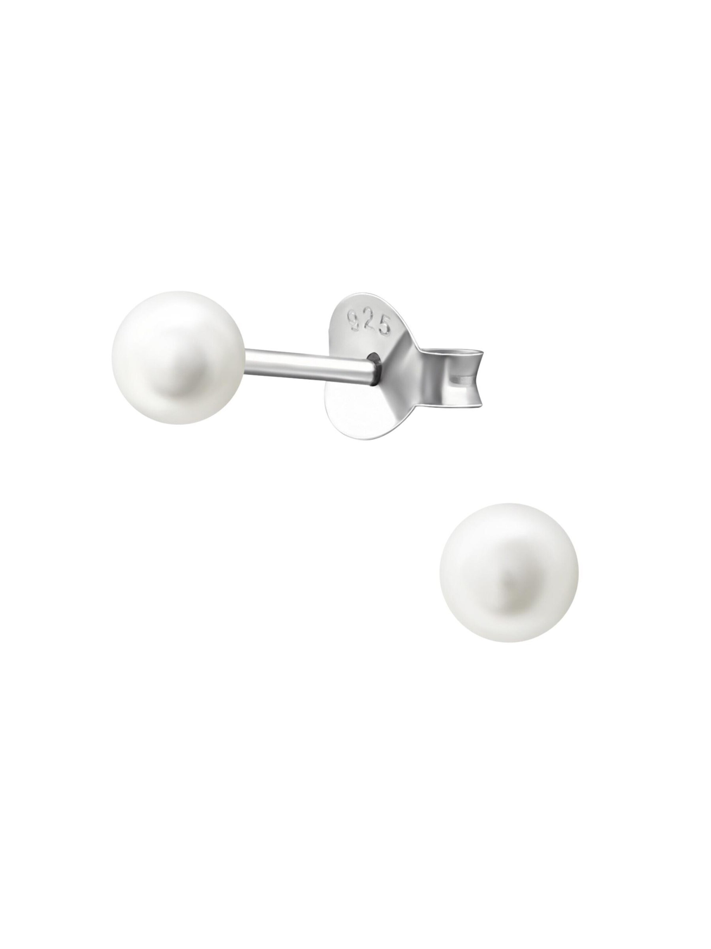 Maxte Boucles d'oreilles 'Oorknopjes' en 4 mm en blanc, Vue avec produit