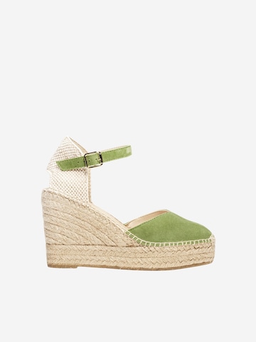 Alhamas - Sandalias con hebilla 'Alpargata Cuña 10 cm' en verde: frente