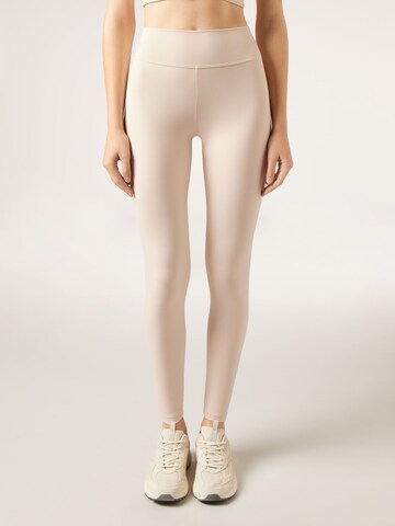 CALZEDONIA Skinny Leggings 'First Class' in Beige: front