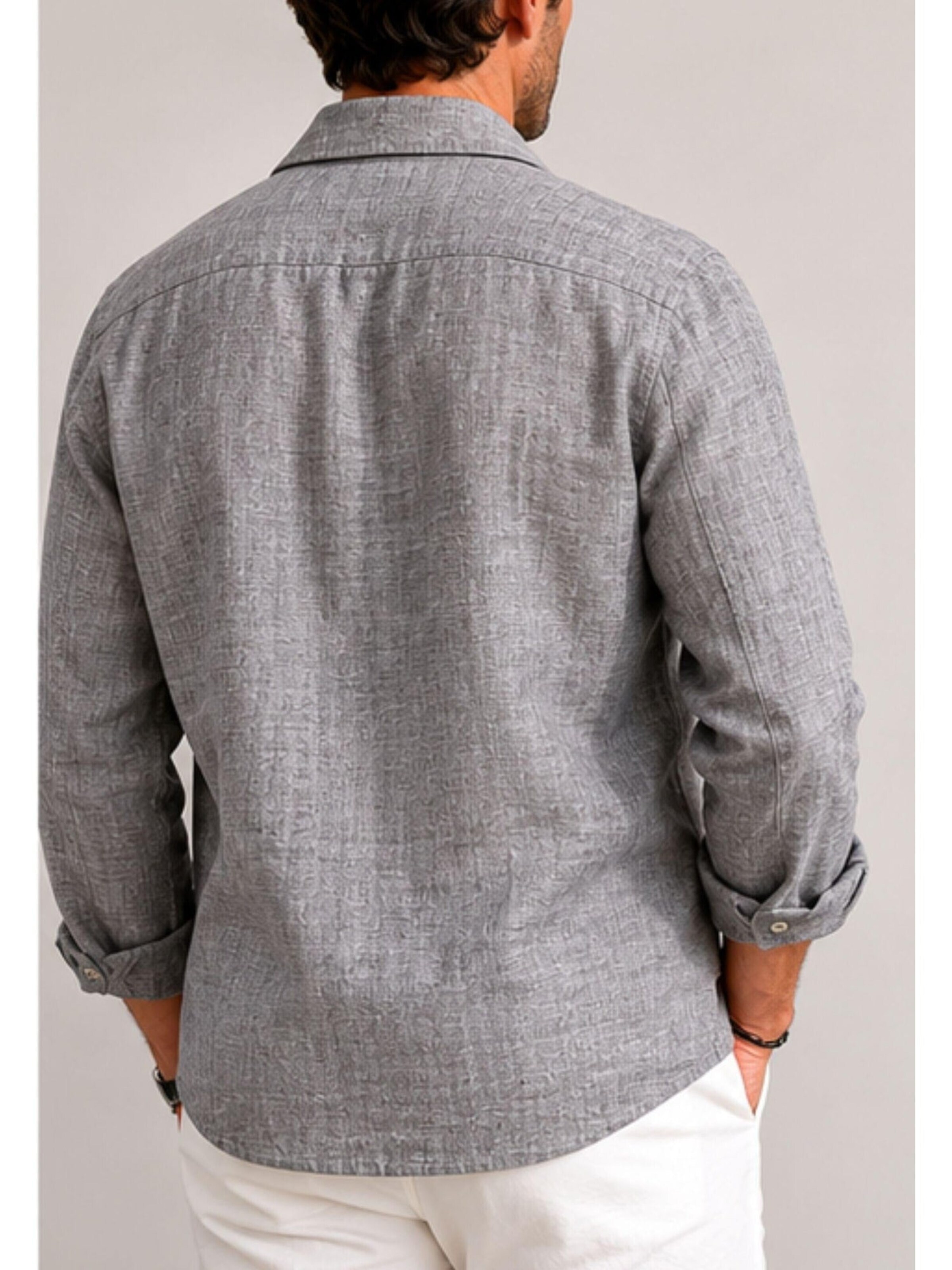 Briglia Comfort Fit Kavaj 'Briglia John Raffia Linen Shirt Jacket' i grå