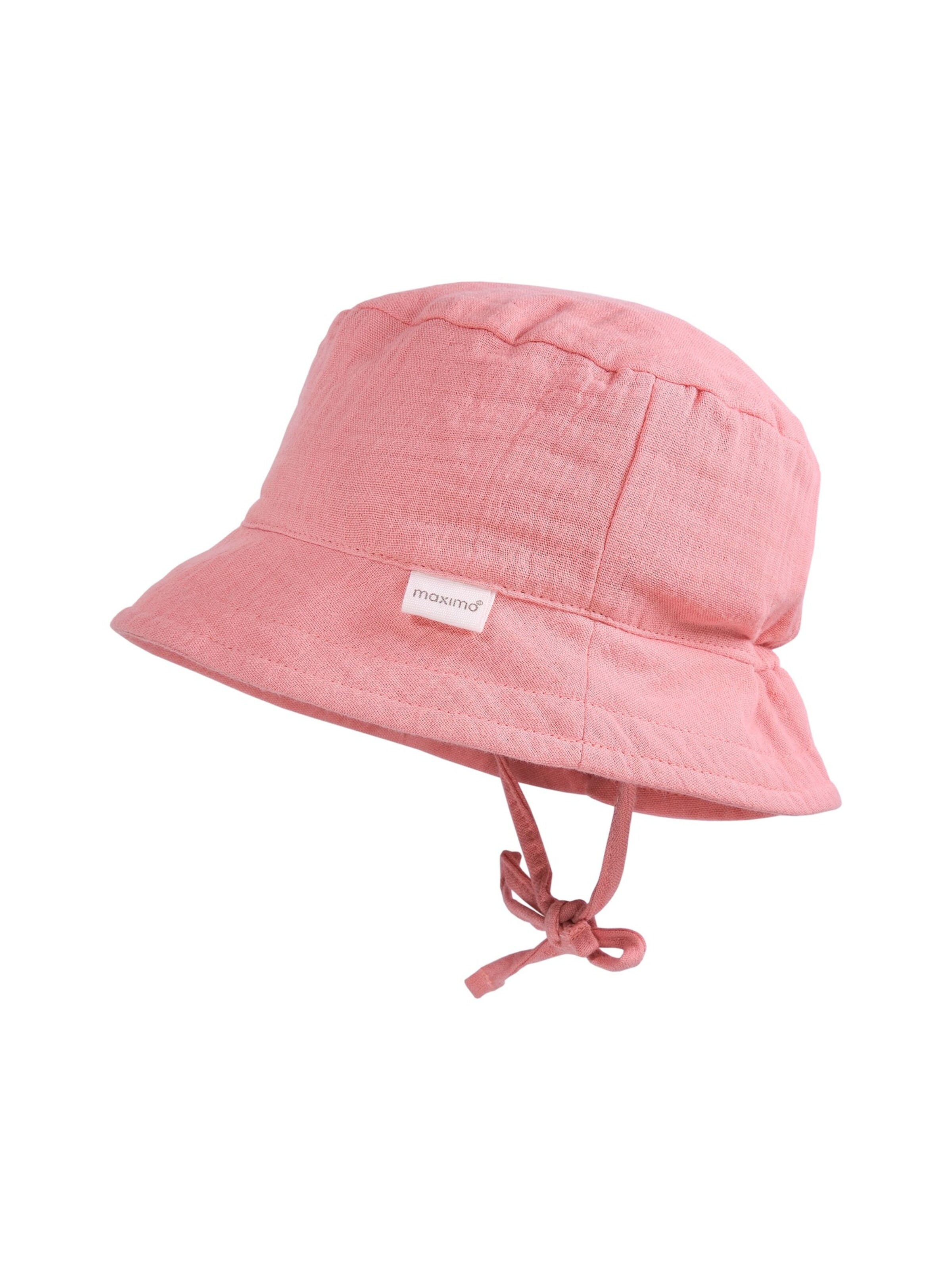 MAXIMO Hat 'GOTS BABY-Hütchen, Bindeband Musselinstoff, Futter' in Pink: front