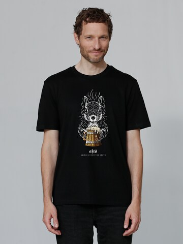 T-Shirt 'Eichhörnchen' Watapparel en noir : devant