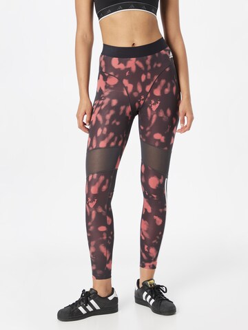 ADIDAS SPORTSWEAR - Skinny Calças de desporto 'Hyperglam Printed' em vermelho: frente