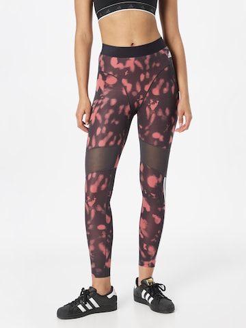 ADIDAS SPORTSWEAR Skinny Workout Pants 'Hyperglam Printed' in Red: front
