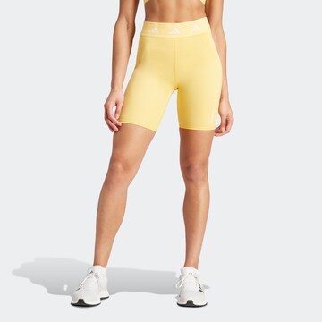 ADIDAS PERFORMANCE Skinny Workout Pants 'Techfit Bike' in Yellow: front