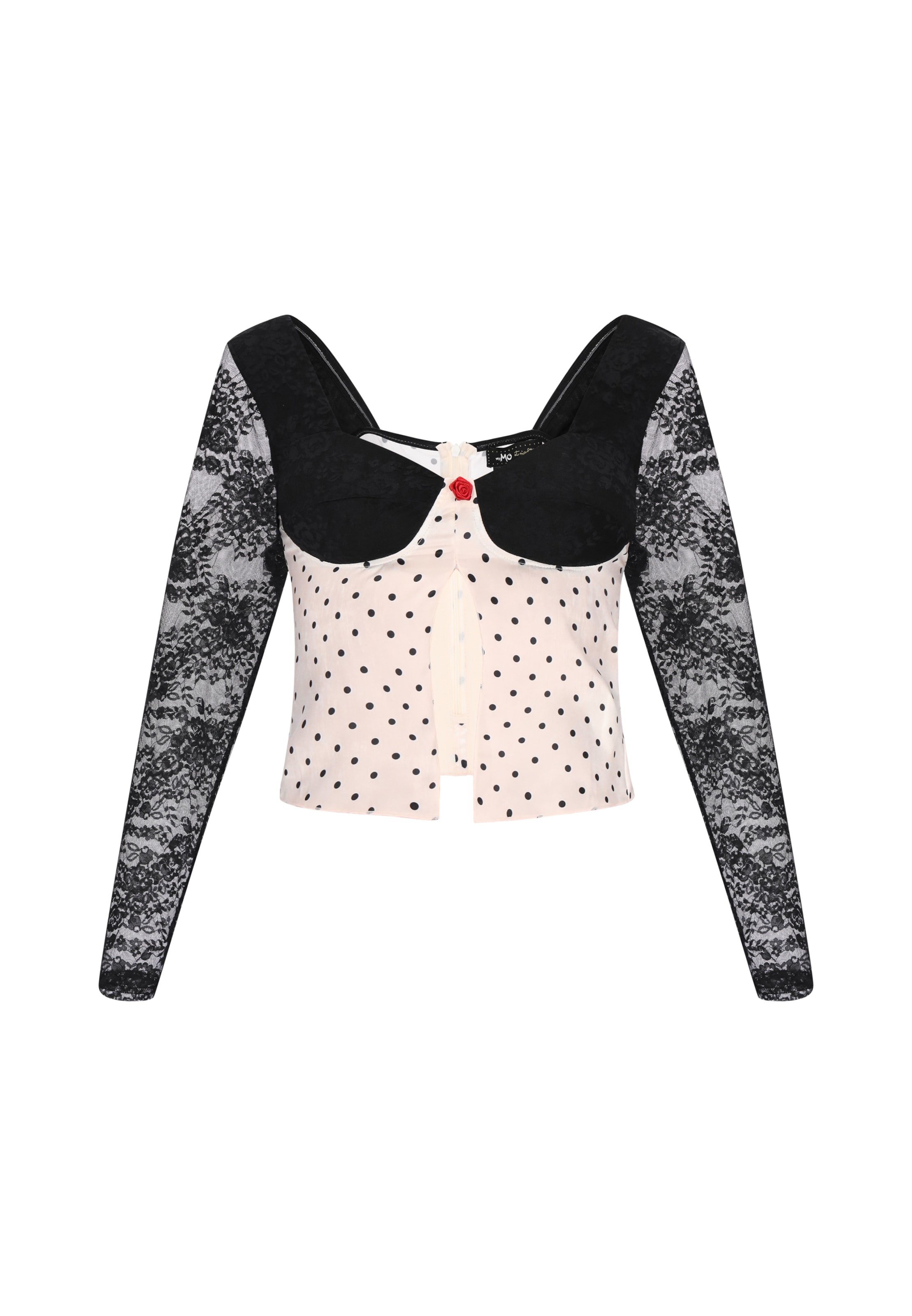 myMo at night Bluse 'Party' in schwarz / offwhite, Produktansicht