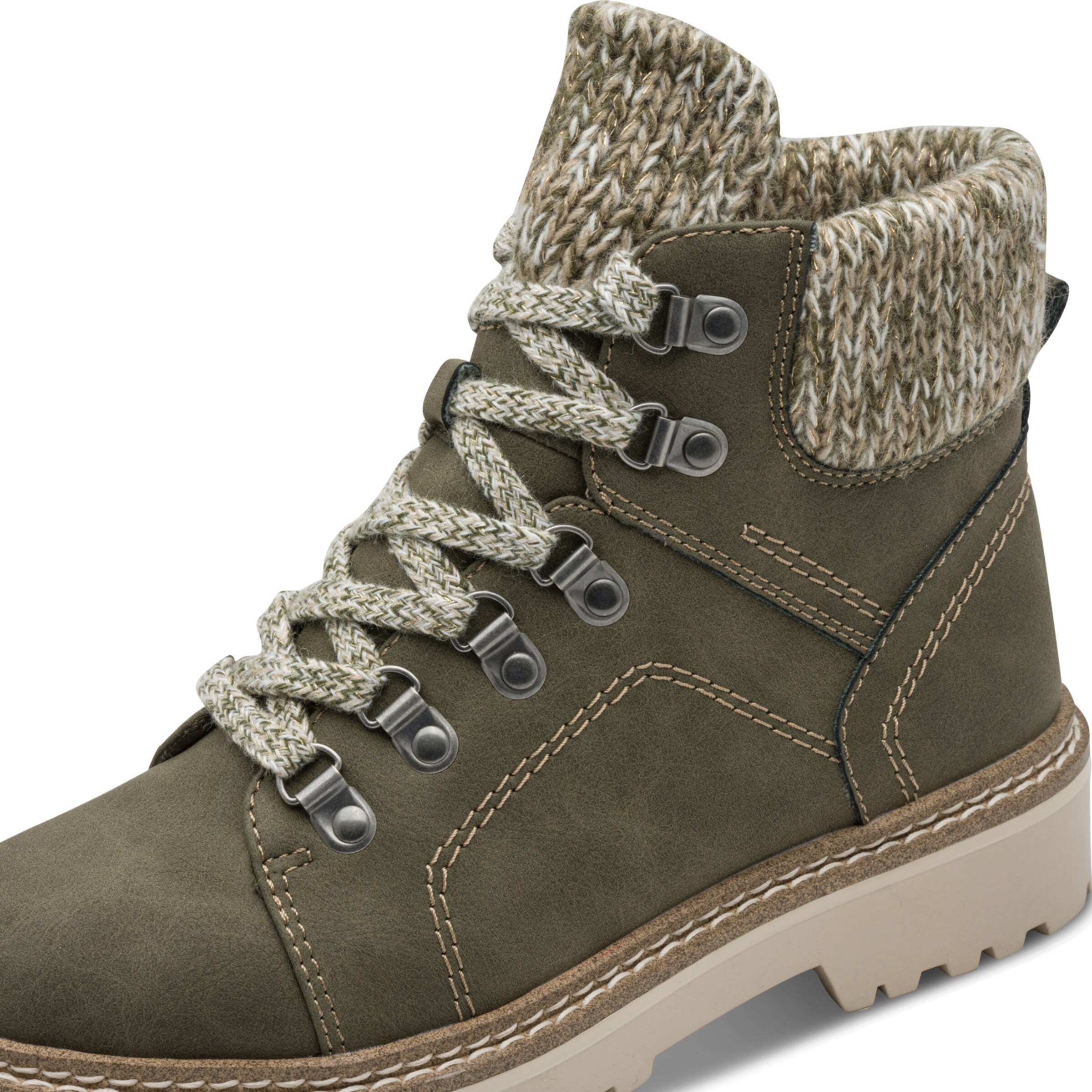 Tamaris Lace-Up Ankle Boots in Green