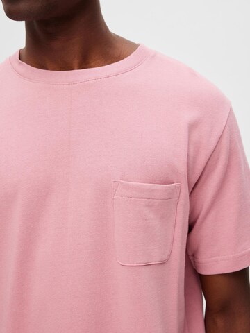 T-Shirt 'Relax Soon' SELECTED HOMME en rose