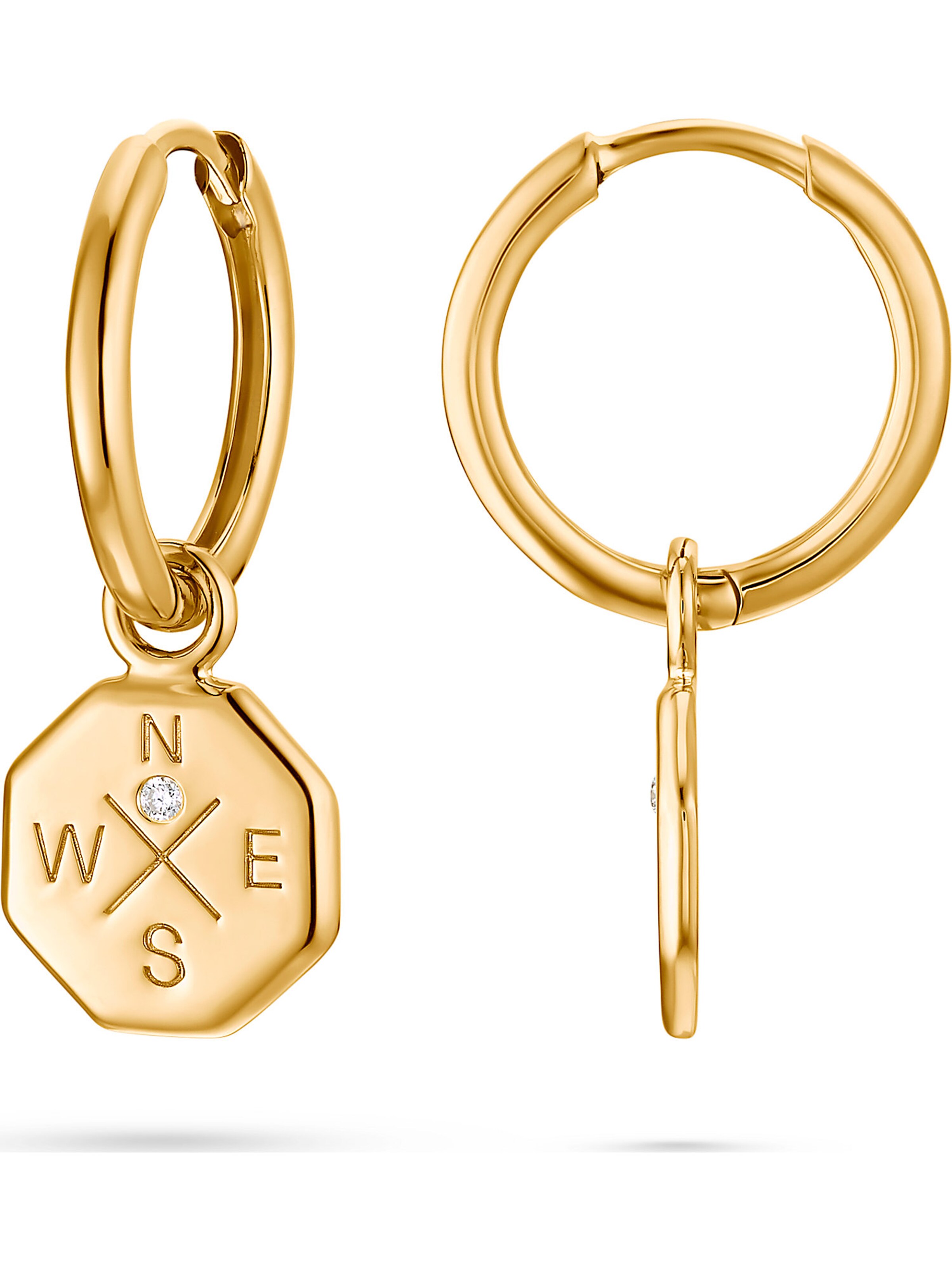 Frauen Schmuck Guido Maria Kretschmer Jewellery Guido Maria Kretschmer Damen-Creolen 925er Silber 2 Diamant ' ' in Gold - KZ2668 Frauen Schmuck Guido Maria Kretschmer Jewellery Guido Maria Kretschmer Damen-Creolen 925er Silber 2 Diamant ' ' in Gold - KZ2668