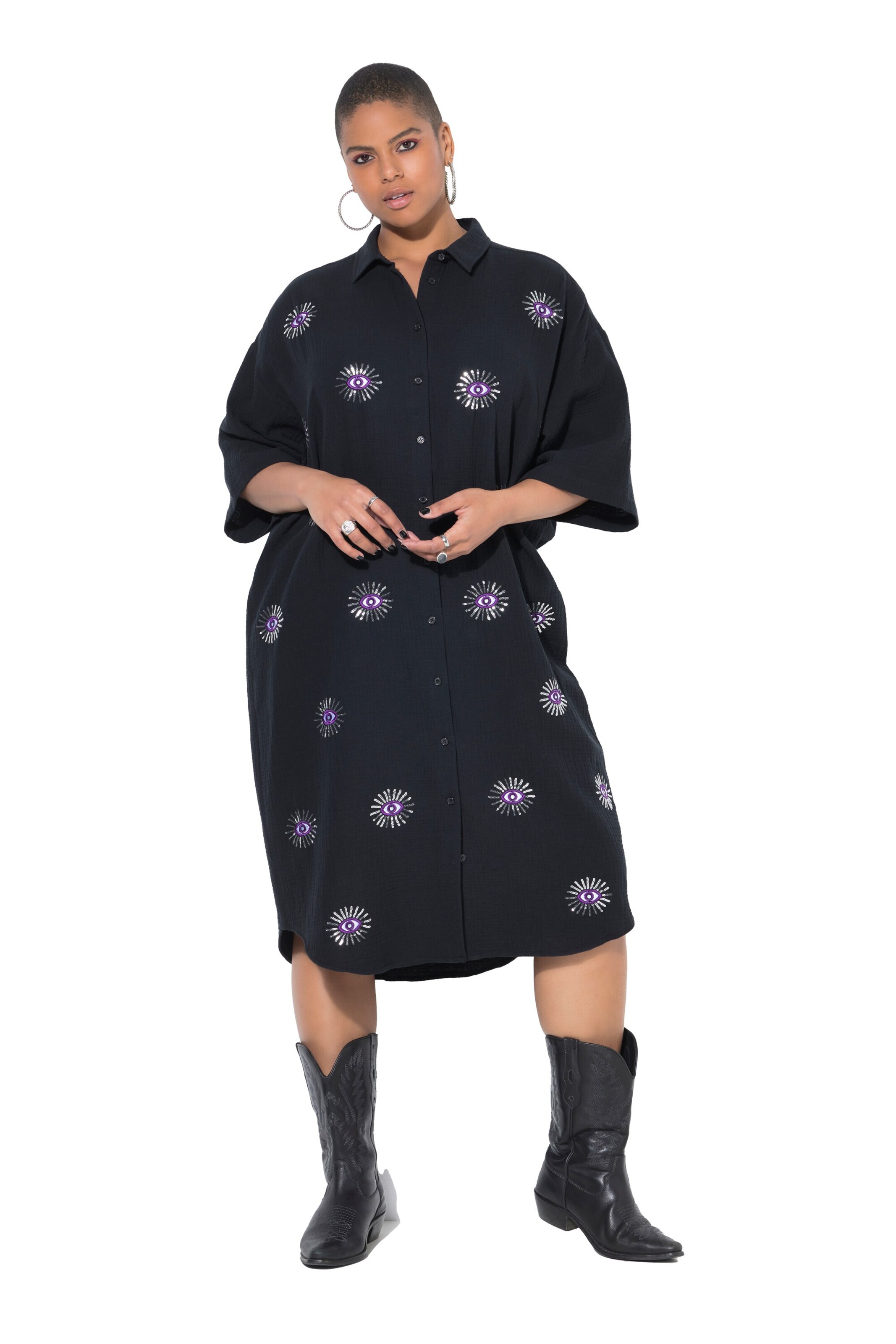 Studio Untold Blusenkleid in Schwarz: Vorderseite