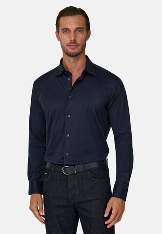 Boggi Milano Regular fit Overhemd in Blauw: voorkant