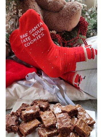 Sokisahtel Sokker 'DEAR SANTA cotton socks with Santa' i rød: forside