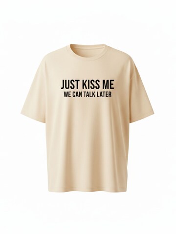 WEARABLE STORIES Shirt 'Kiss me'‌‌‌‌ in Beige: Vorderseite