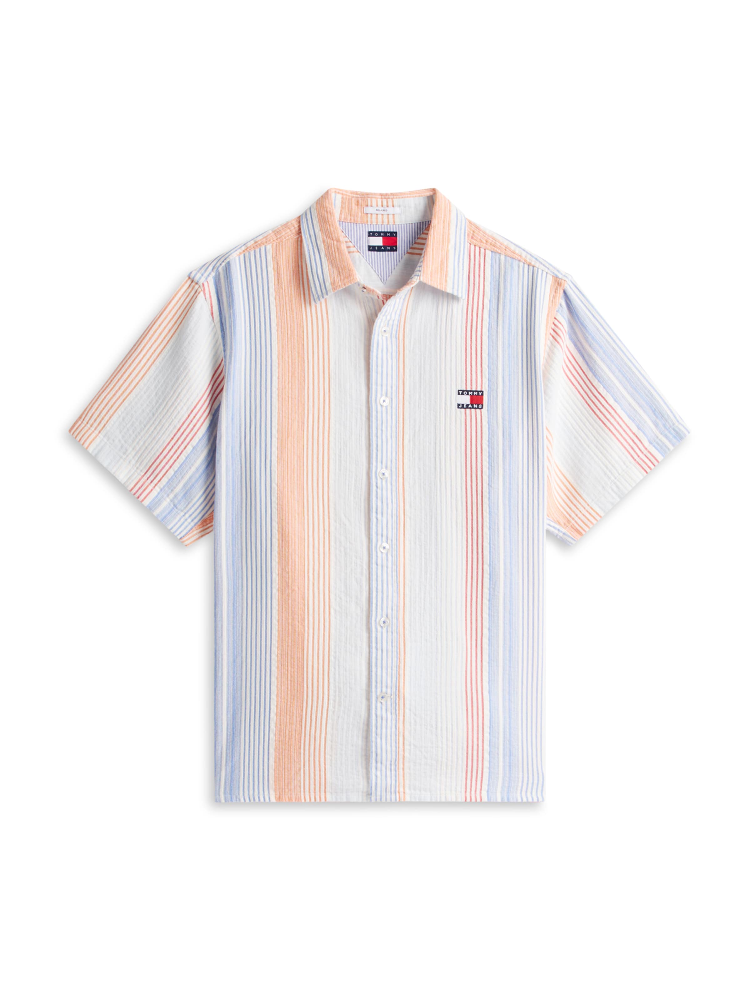 Tommy Jeans Srajca | nebeško modra / losos / oranžno rdeča / bela barva, Prikaz izdelka