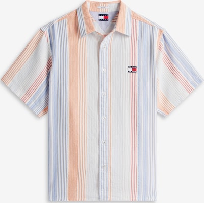 Marškiniai iš Tommy Jeans, spalva – dangaus žydra / lašišų spalva / oranžinė-raudona / balta, Prekių apžvalga