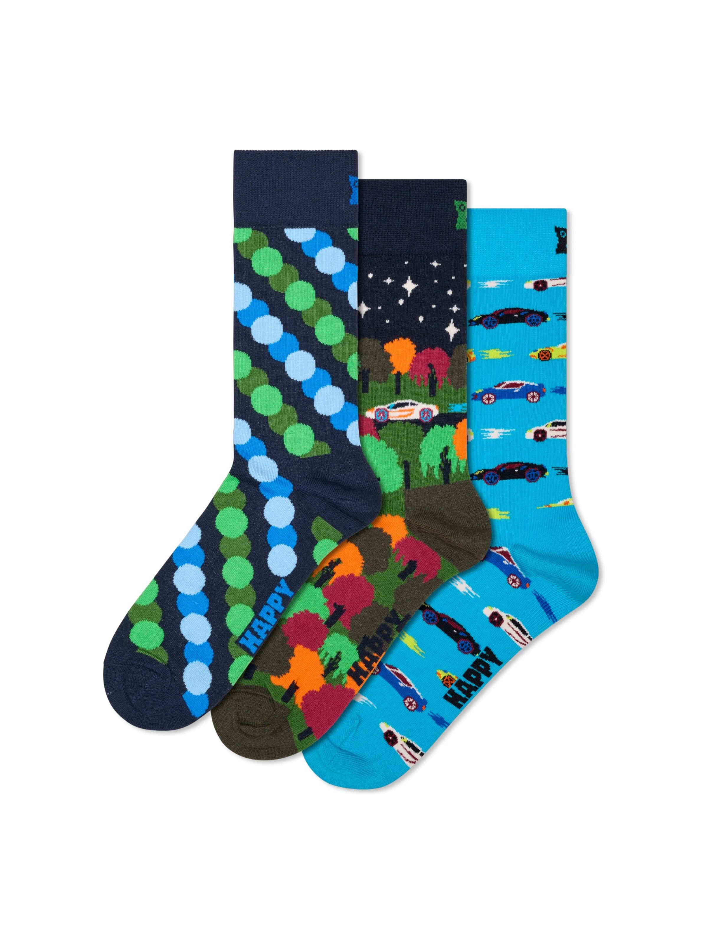 Happy Socks Sokker '3-Pack Car Socks' i mørkeblå, Produktvisning