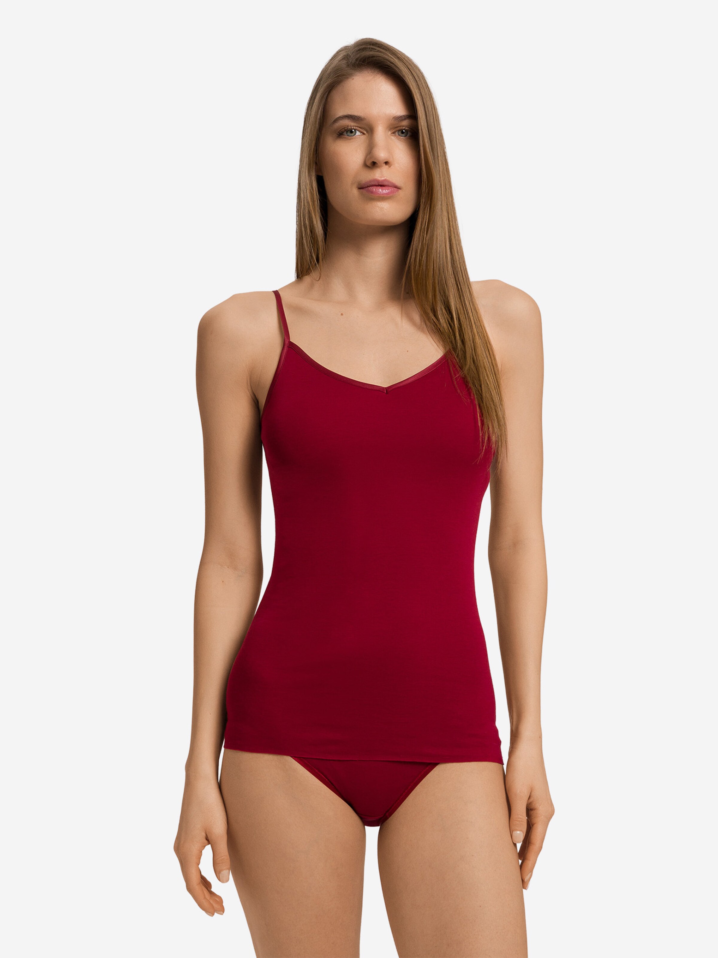 Hanro - Top ' Cotton Seamless ' en rojo: frente