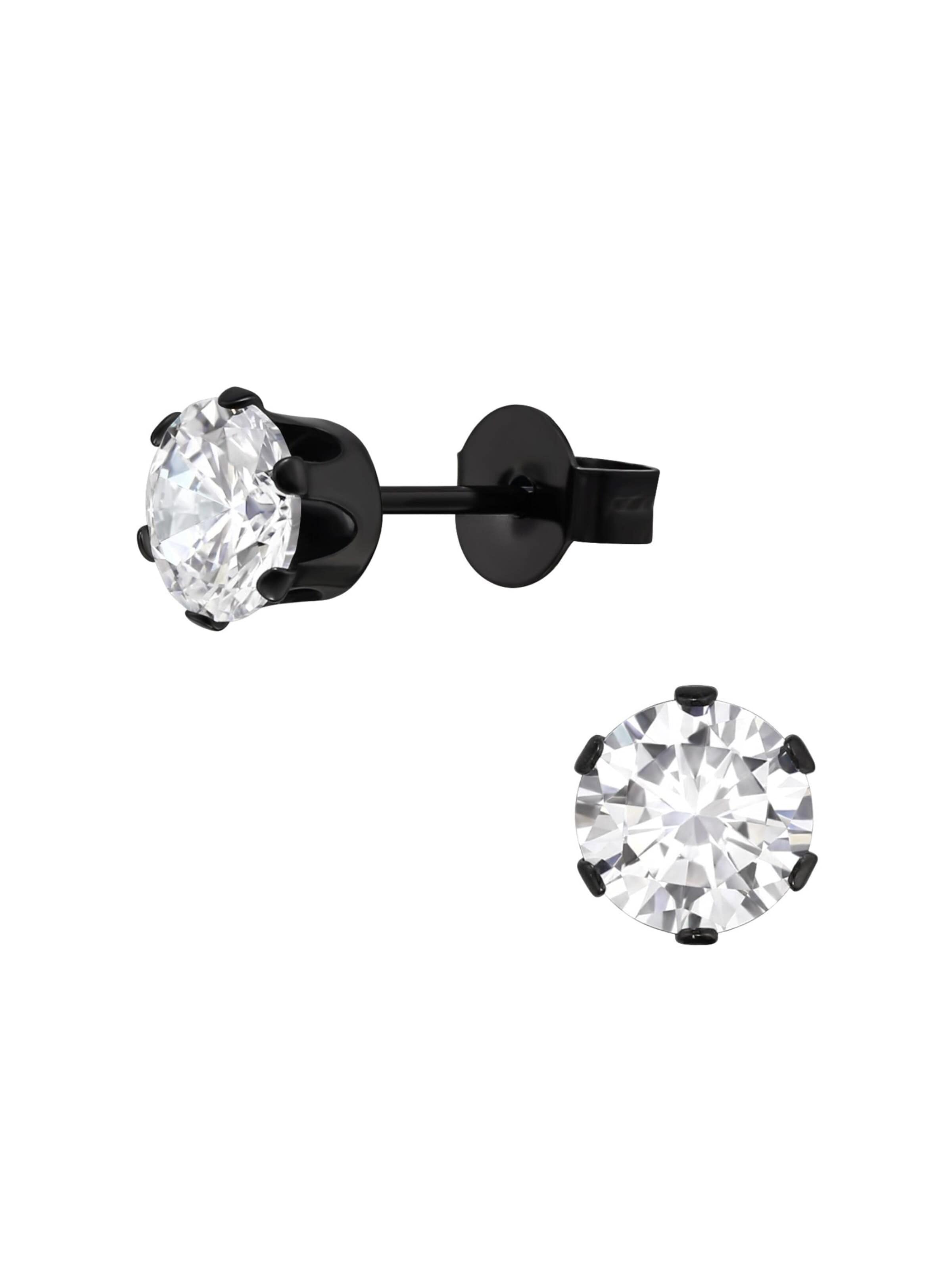 Boucles d'oreilles 'Runde 6 mm Ohrstecker aus Edelstahl mit Zirkonia' Maxte en blanc : devant