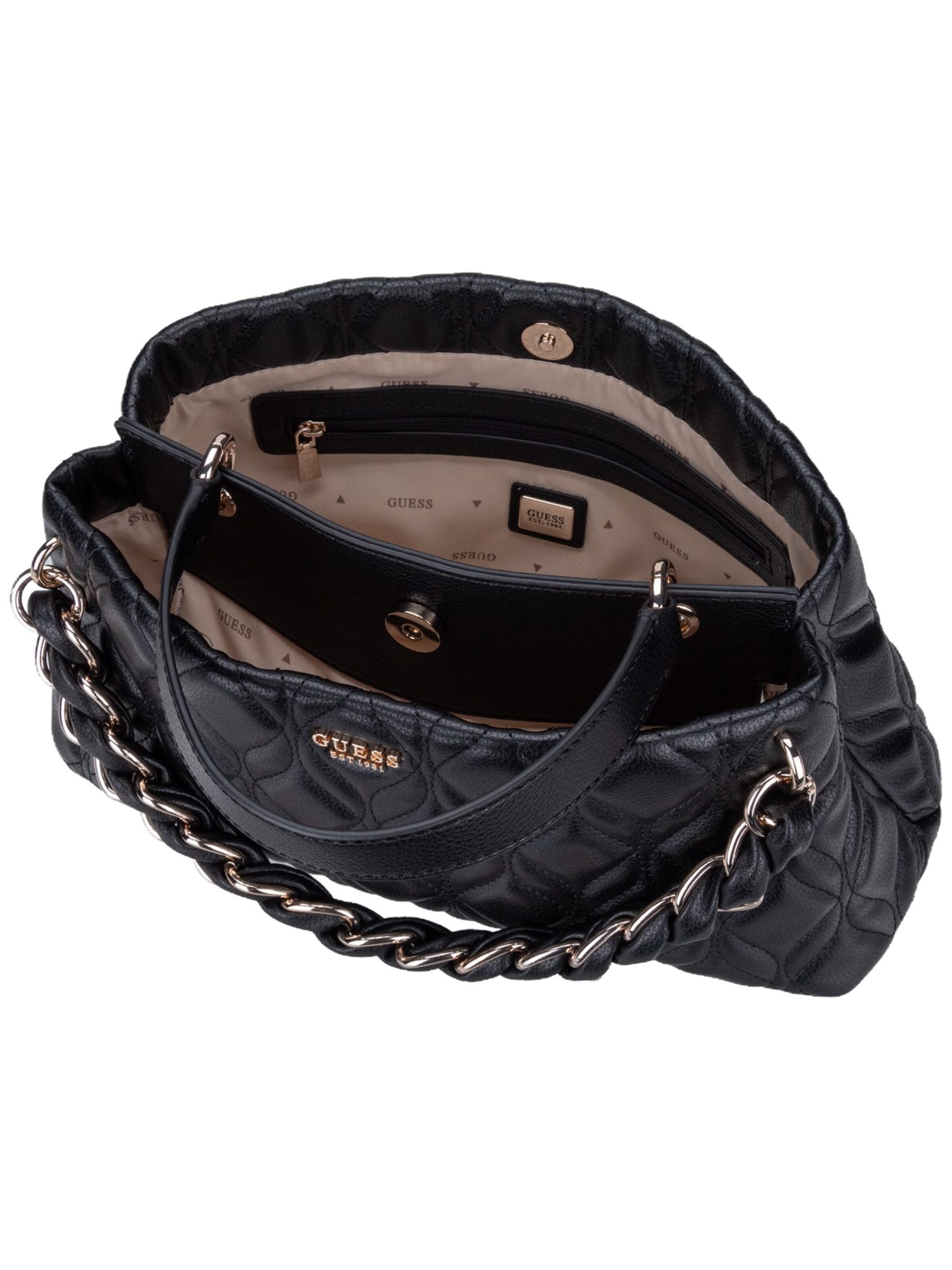 GUESS Handtasche ' Maxine 2 Comp ' in Schwarz