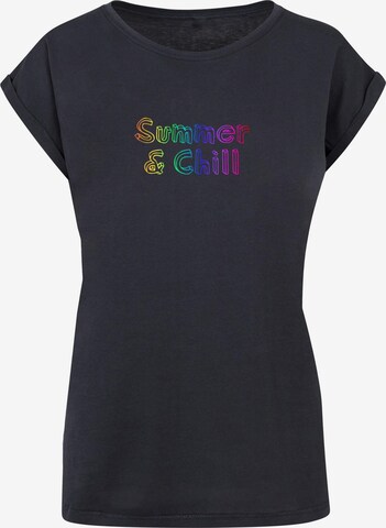 Merchcode Shirt 'Summer And Chill Rainbow' in Blauw: voorkant