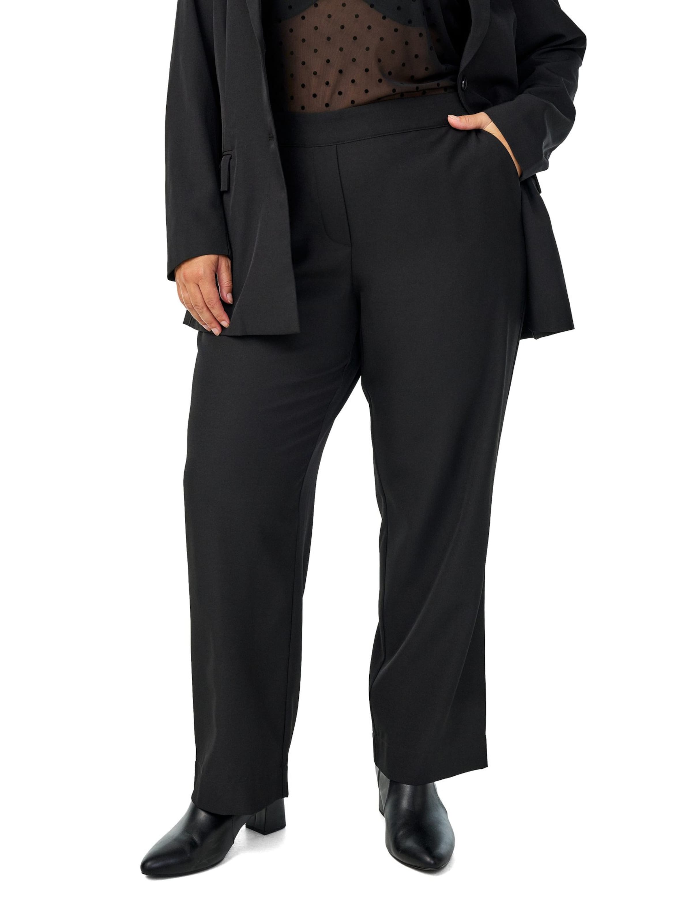 Regular Pantaloni 'FLILLOW' de la Zizzi pe negru: față