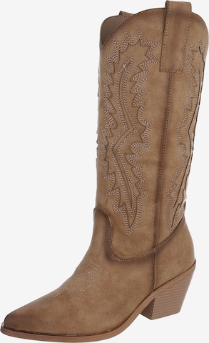 Ital-Design Cowboy Boots in Brown: front