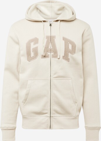 GAP Zip-Up Hoodie 'HERITAGE' in Beige: front