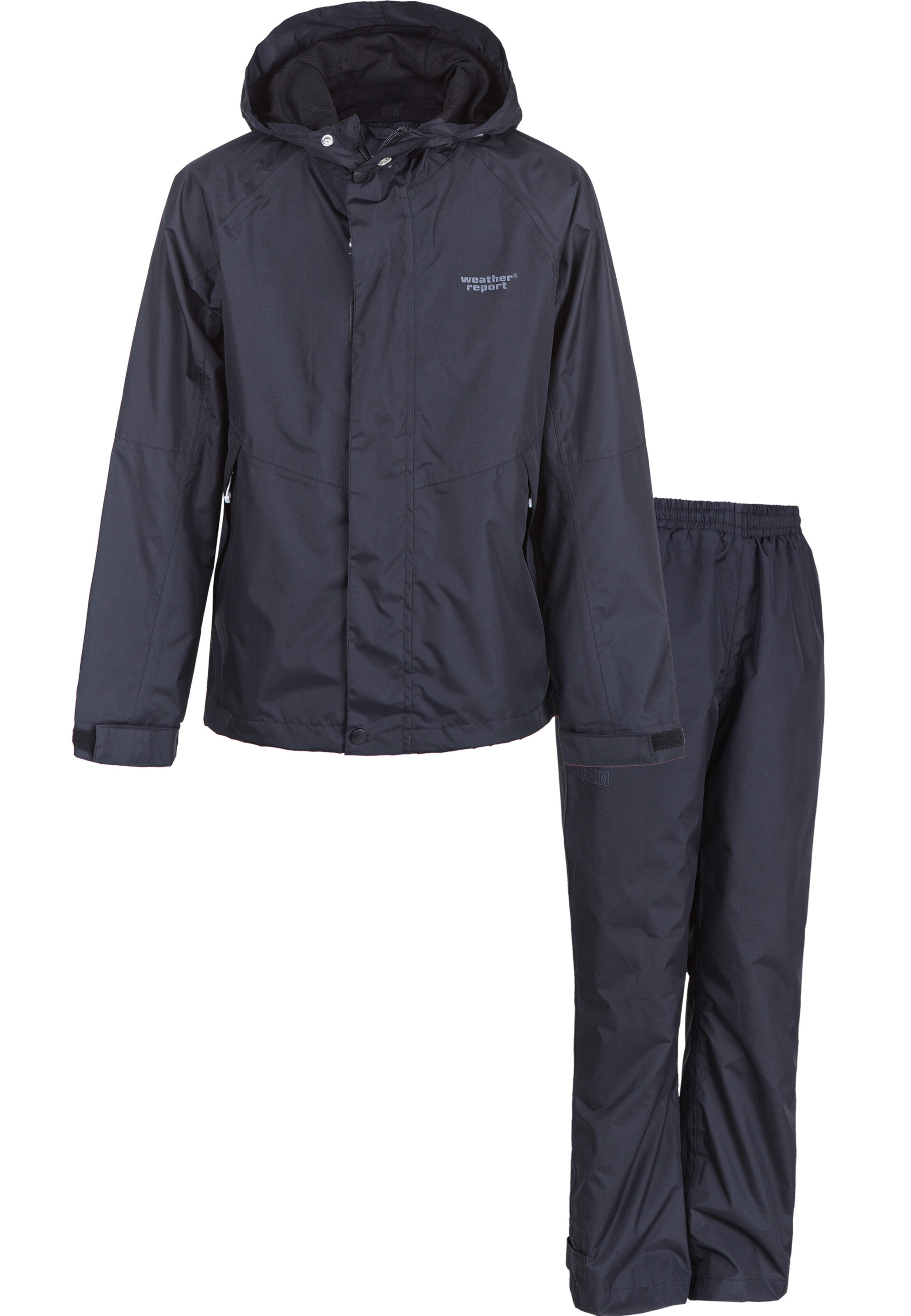 Weather Report Regenanzug 'Jagger' in Schwarz: Vorderseite
