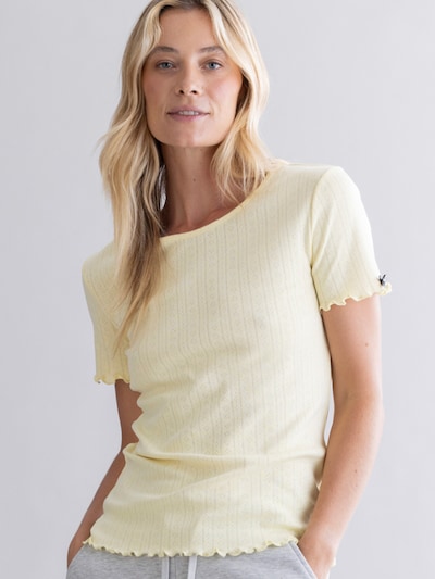 Maglietta 'T-Shirt Pointelle' in S Hey Honey di colore giallo pastello, Visualizzazione prodotti