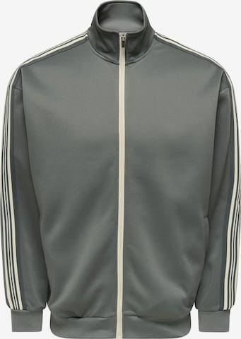 Only & Sons Zip-Up Hoodie 'ONSRiber' in Grey: front