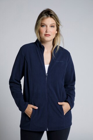 Ulla Popken Fleece jas in Blauw: voorkant