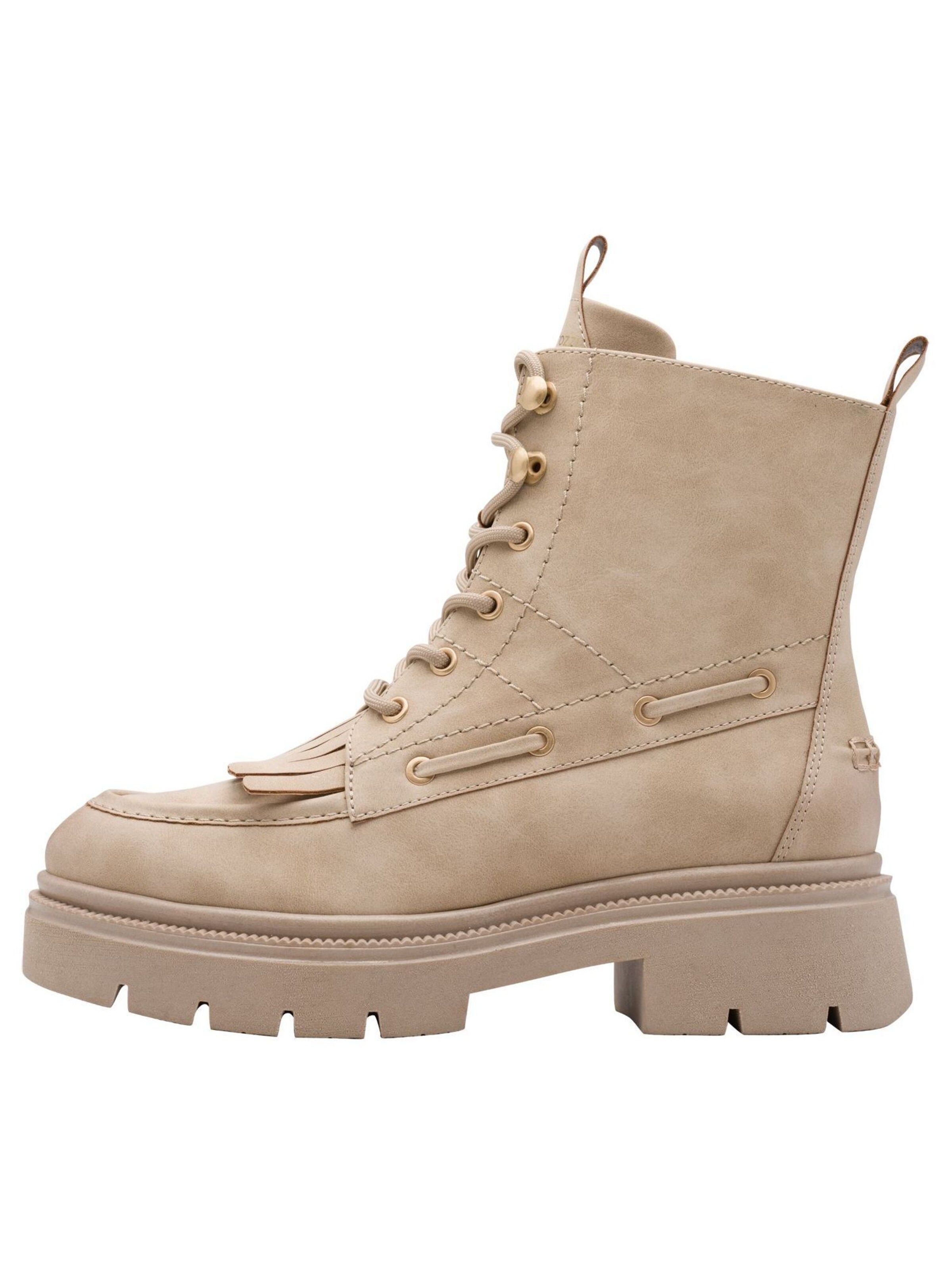 MARCO TOZZI Lace-Up Ankle Boots in Beige