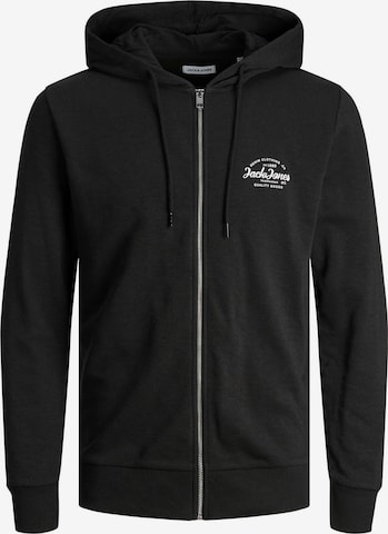 Jack & Jones Plus Zip-Up Hoodie in Black: front