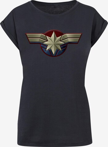 Maglietta 'Captain Marvel - Chest Emblem' di ABSOLUTE CULT in grigio: frontale
