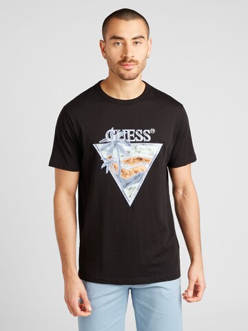 T-Shirt GUESS en noir : devant