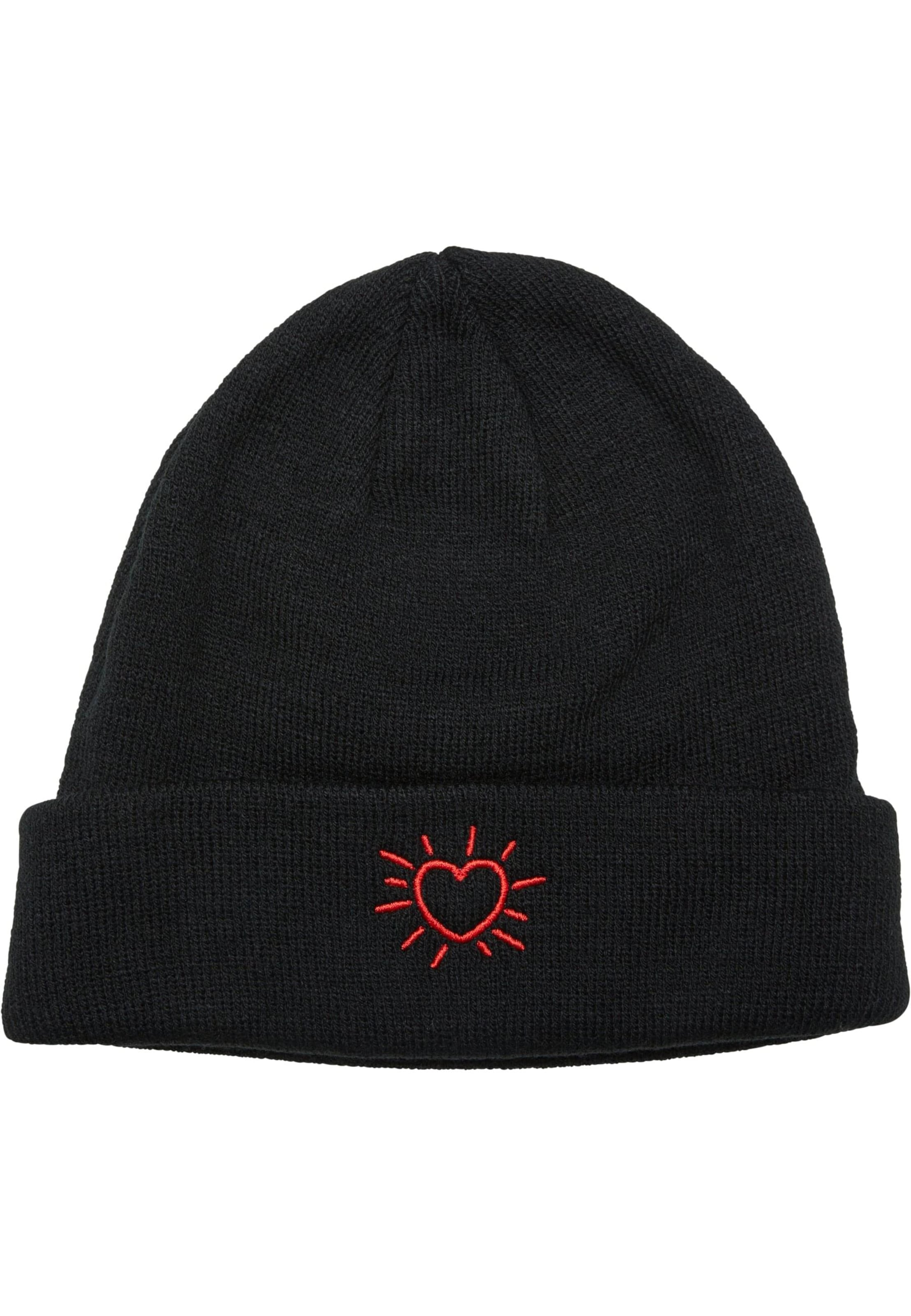 Berretto 'Glowing Heart' di Mister Tee in nero: frontale