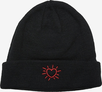 Bonnet 'Glowing Heart' Mister Tee en noir : devant