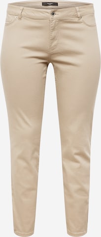 Vero Moda Curve Regular Chino Pants 'HOT SEVEN' in Brown: front