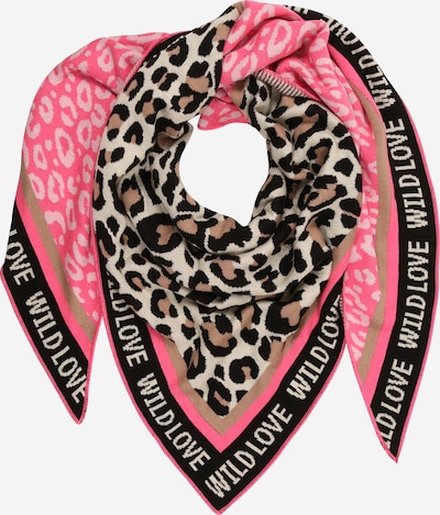 Zwillingsherz Tuch 'Wild Love' in creme / hellbraun / hellpink / schwarz, Produktansicht