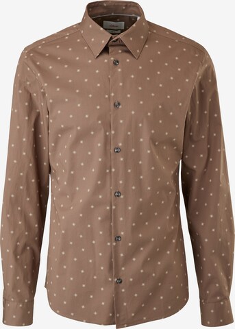 s.Oliver Slim fit Button Up Shirt in Brown: front