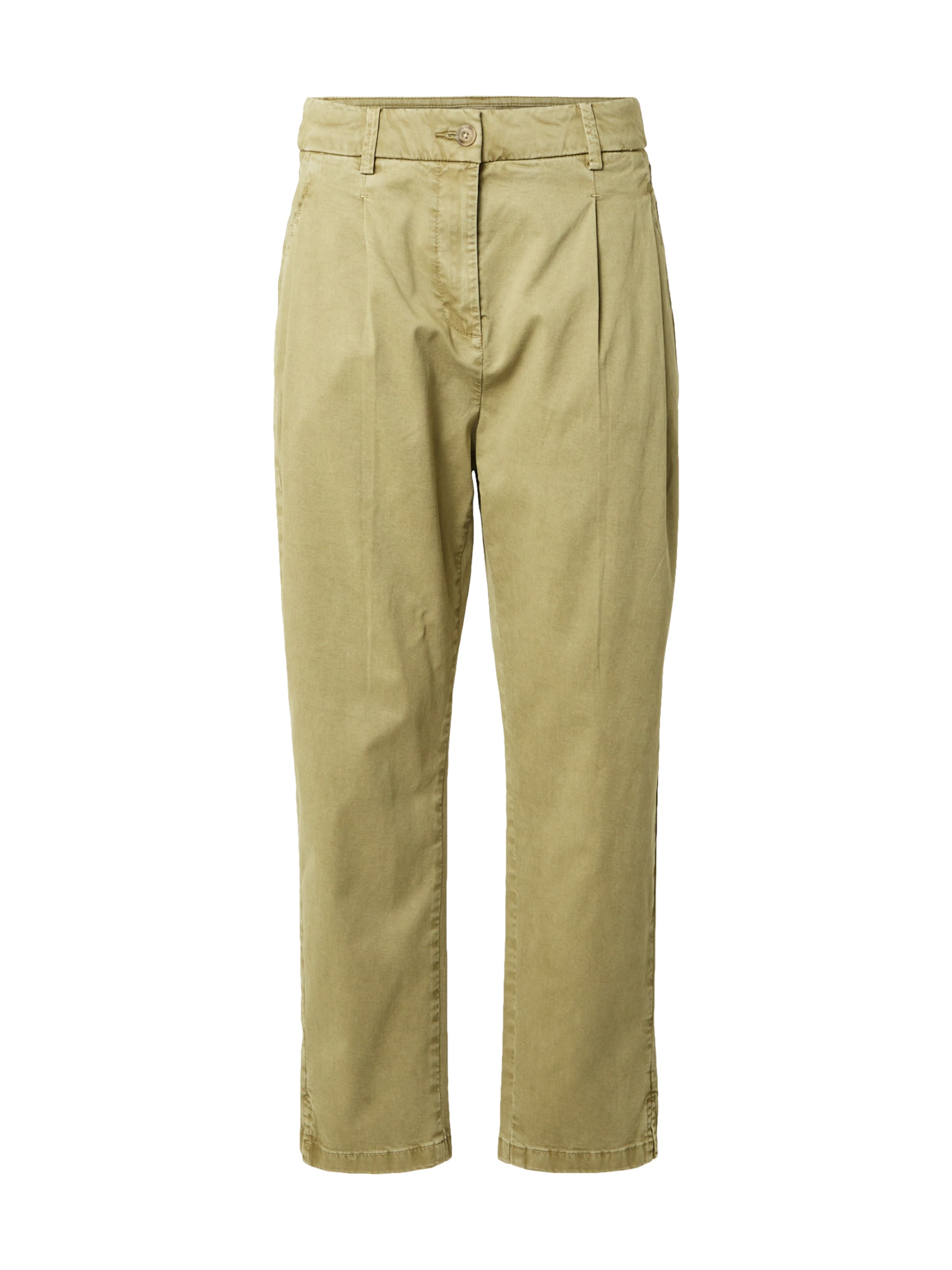 ESPRIT tavaline Voltidega püksid, värv roheline: eest vaates